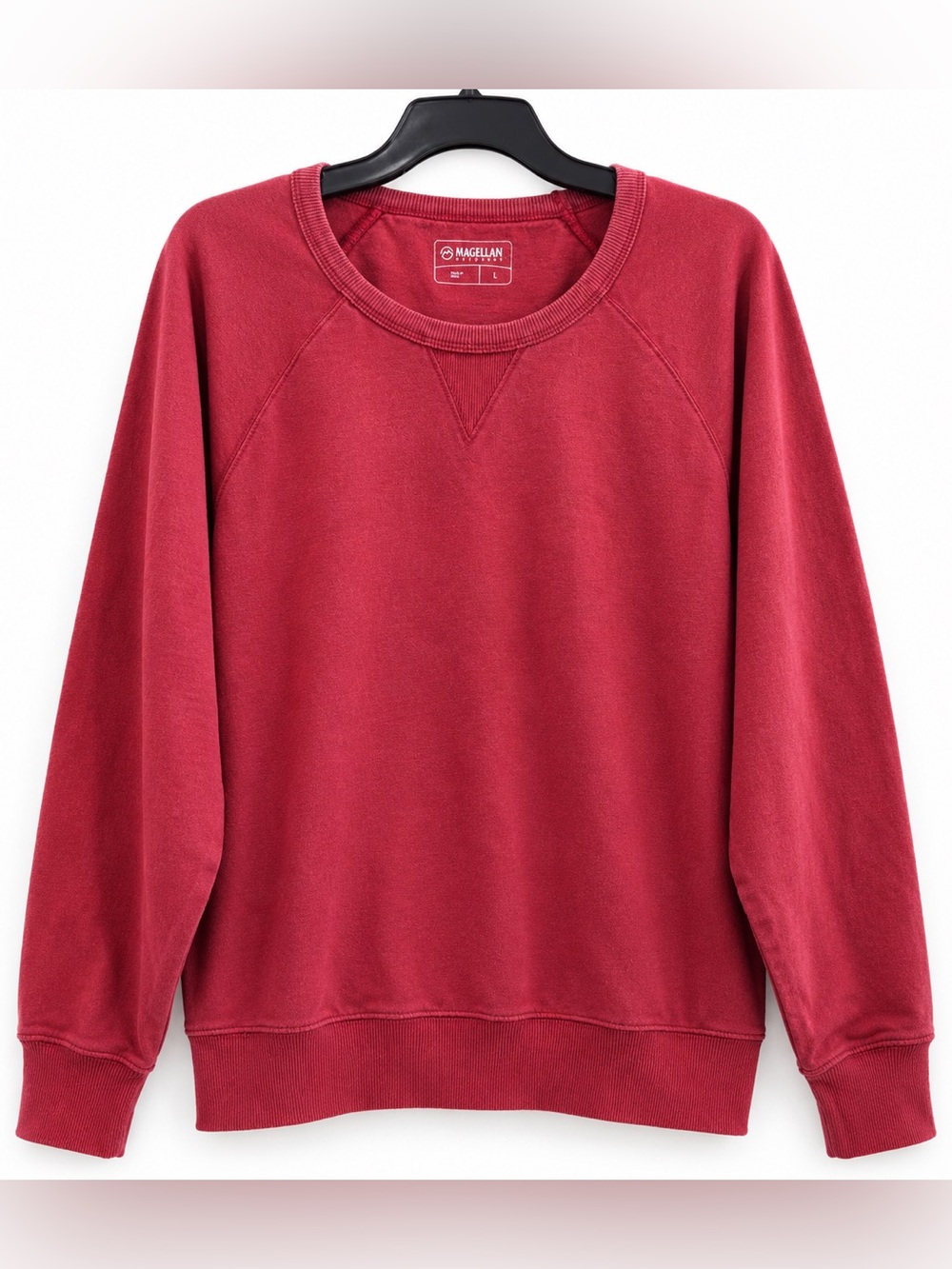 Magellan Outdoors Pullover Sweatshirt Large Red Washed Crewneck
